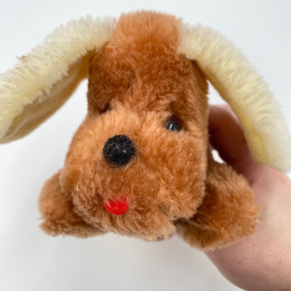 Avlon Rare Vintage Small Brown 7" Plush Dog Korea Red Tongue Stuffed Animal